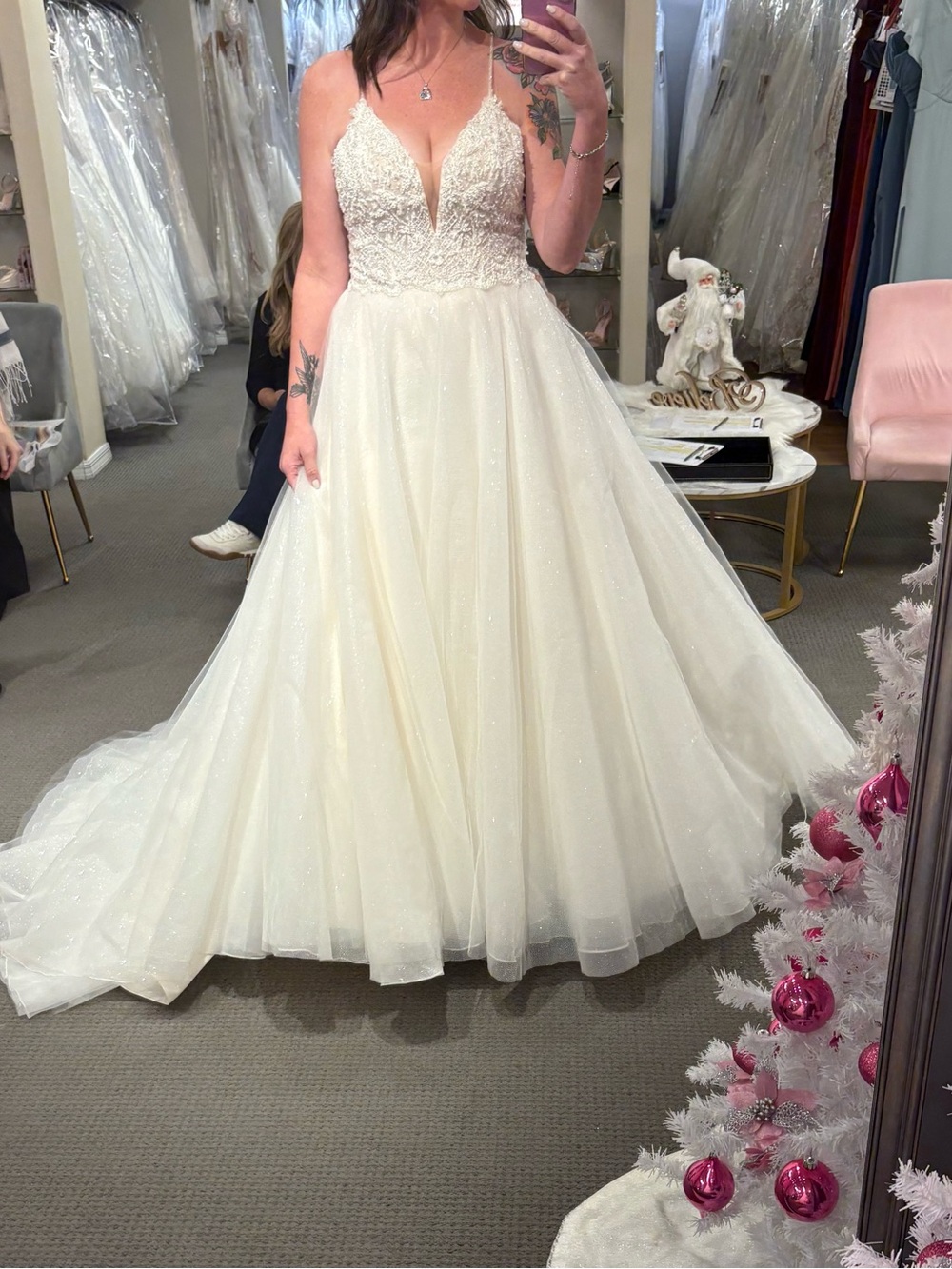 NEW Mori Lee STARLET #2145 Ivory Lace Bodice Glitter Ball Gown Wedding Dress